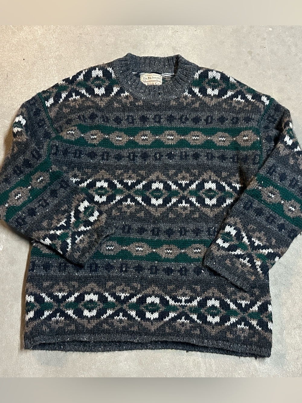 Abercrombie & Fitch The Big Sweater Mens Medium Heavyweight Oversized Fair Isle